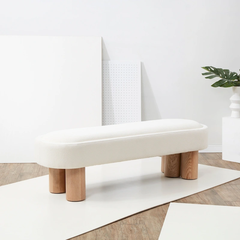 SAFAVIEH Couture Faina Boucle Bench - 60 In W x 19 In D x 18 In H - 60Wx19Dx18H