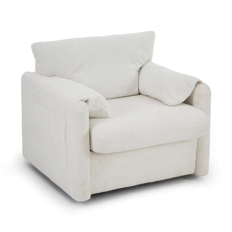 Swivel Accent Chair Single Seater - 360 Rotating Lounge Chair with Chenille Fabric & High-Resilience Cushion