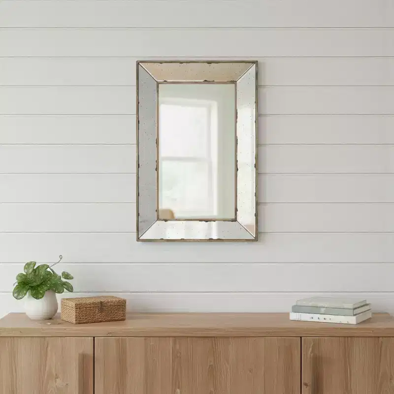 HomeRoots 20 Silver Framed Antiqued Accent Mirror