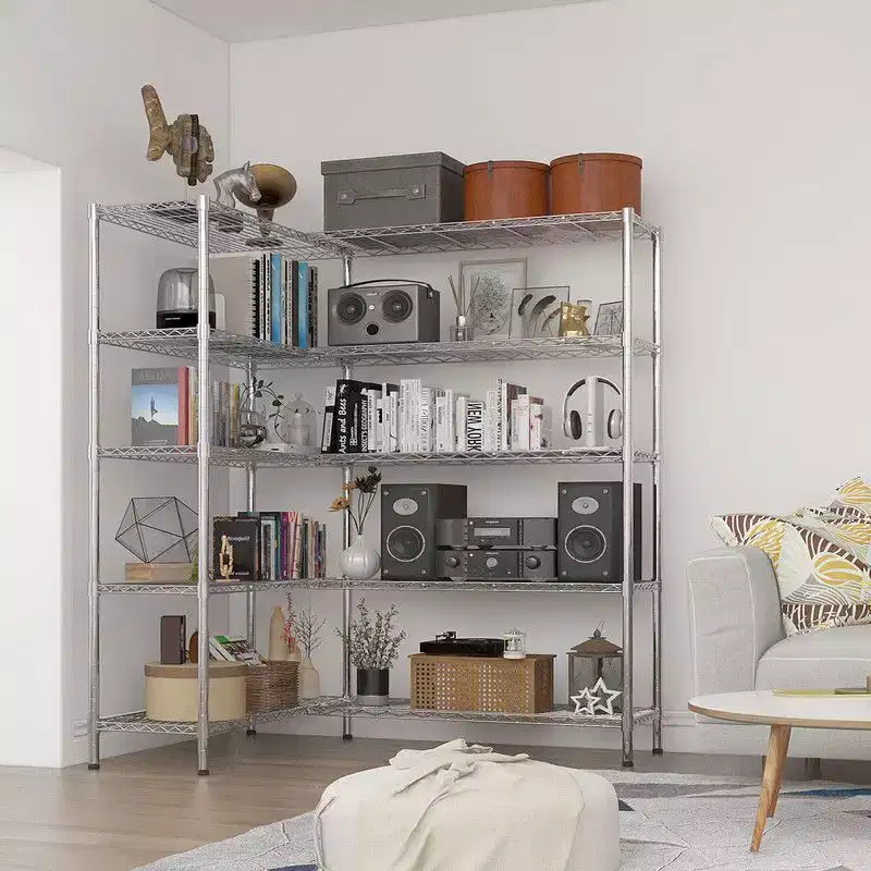 5-Tier Steel Height-Adjustable Storage Rack, Heavy Duty Shelving Unit