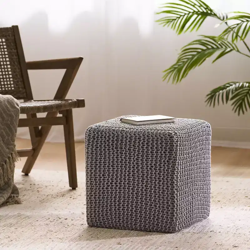 Square Cotton Pouf Ottoman