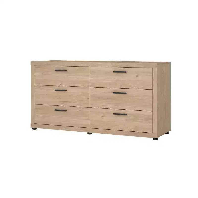 Tvilum, Mira 6 Drawer Double Dresser, Jackson Hickory