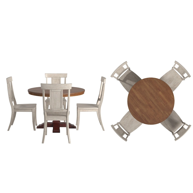 Ronda 45 Round Solid Wood Top Dining Set with Panel Back Chairs