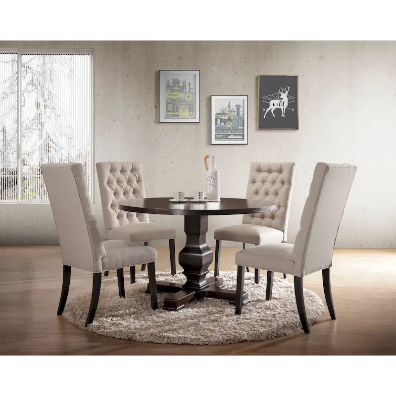 47-Inch Round Wood Pedestal Dining Table