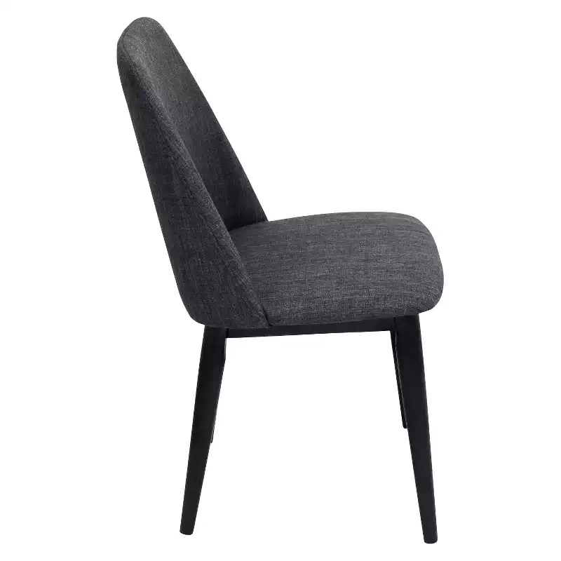 Set of 2 Tintori Mid Century Modern Dining Chair Black - LumiSource: Upholstered, Wood Legs, Comfort Style