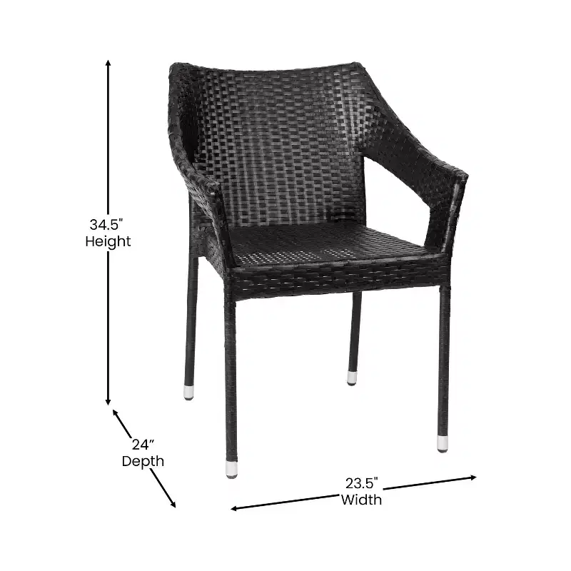 Flash Furniture Ethan Commercial Grade Stacking Patio Chair, All Weather PE Rattan Wicker Patio Dining Chair