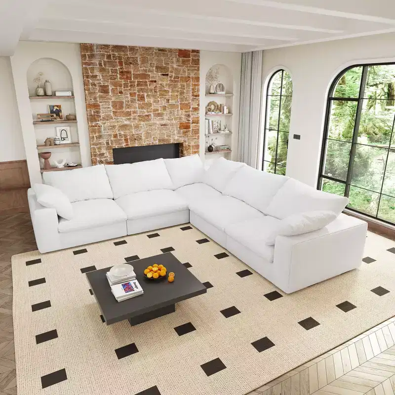 Cloud Sectional Sofa 160, Down Filled Comfortable V Shape Sofa for Living Room5 Seaters
