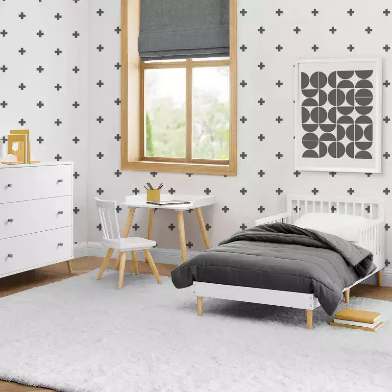 Delta Children Jordan Toddler Bed - Bianca White: Standard Crib/Toddler, Pine Frame, Modern Decor Style