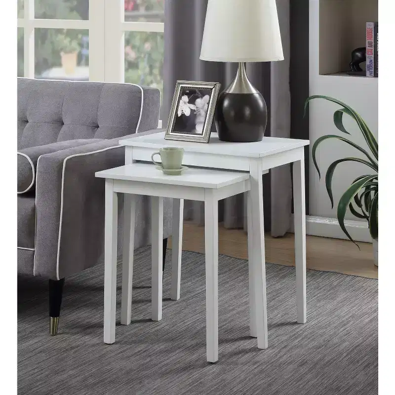 White Rectangle Wood End Table