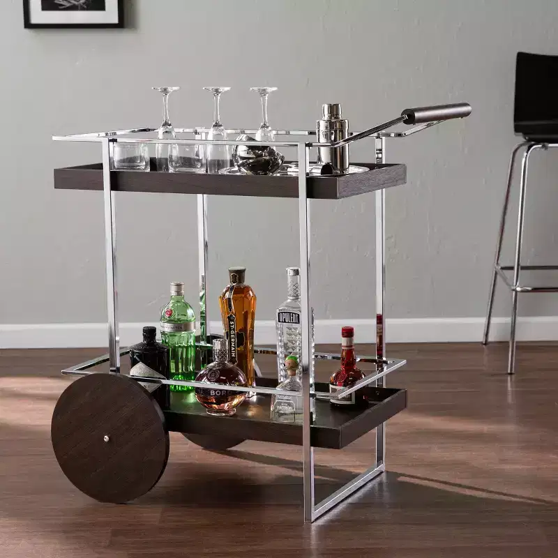 Dorben Rolling Bar Cart - Brown - SEI