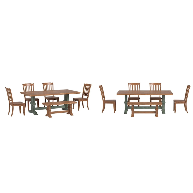 Ronda 78 Rectangular Solid Wood Top Dining Set with Spindle Back Chairs