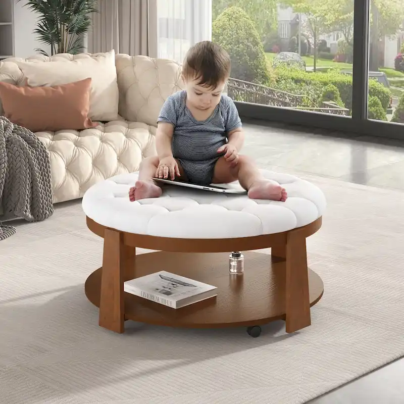 Modern Large Round Ottoman Coffee Table