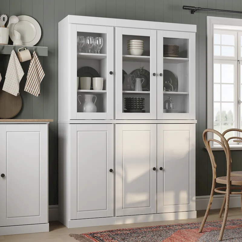 Palace Imports 100% Solid Wood 48.5 China Pantry Cabinet with Solid or Clear Glass Doors and Adjustable Shelves - 48.5 x 71.5
