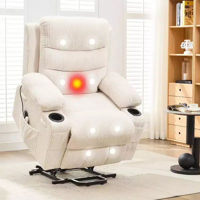GustoWave Oversized Power Lift Recliner with Massage & Heat for Elderly, Big & Tall Reclining Chair, Single Lazy Boy Recliner Sofa
