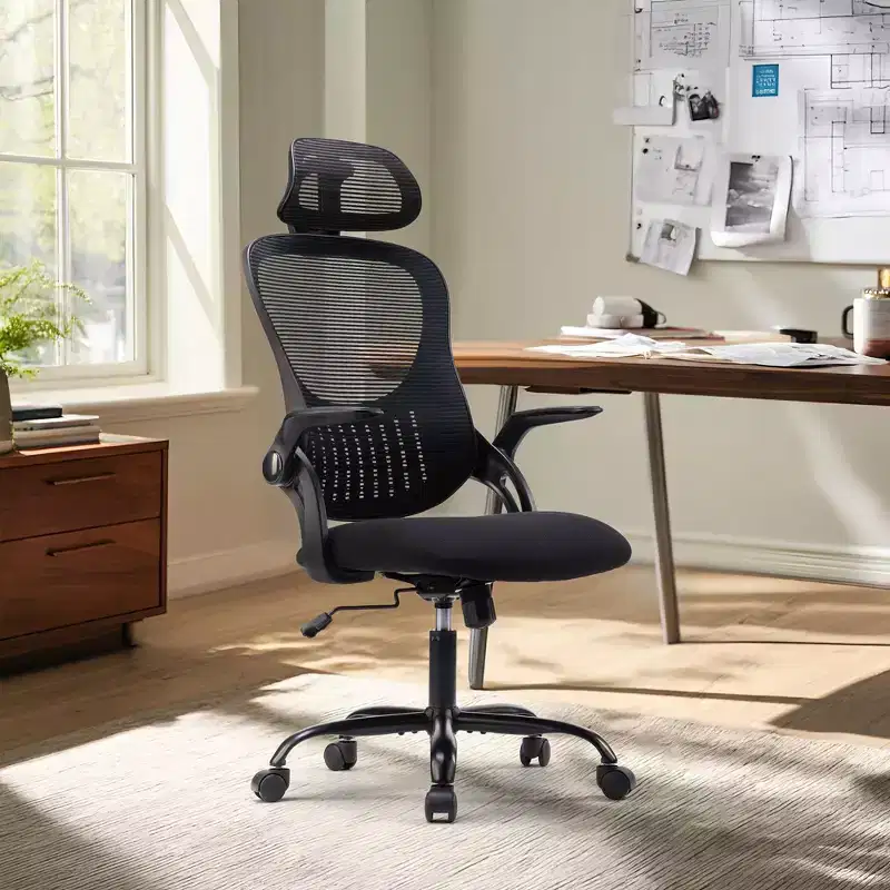 High Back Ergonomic Mesh Office Chair with Adjustable Headrest, Flip-Up Arms and Swivel Base