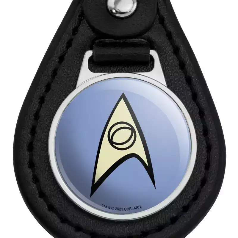 Star Trek Science Shield Black Leather Keychain