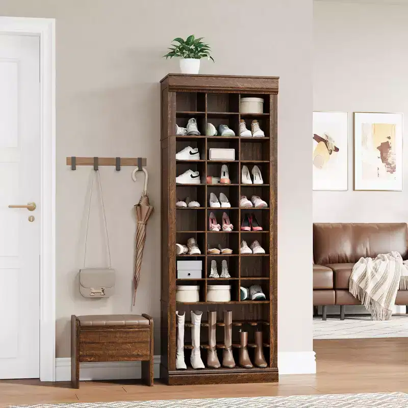 10-Tier Shoe Storage Cabinet with 27 Cubbies & Tall Boots Racks, 73.35 Tall Freestanding Shoe Organizer for Entryway, Closet, Living Room