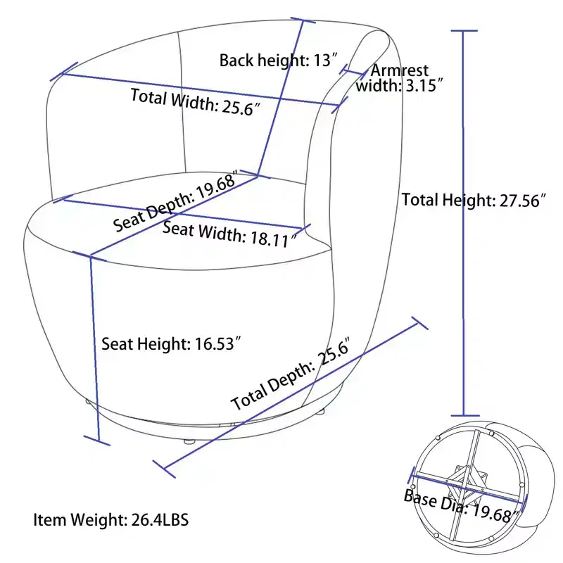 Fabric Swivel Accent Armchair Barrel Chair