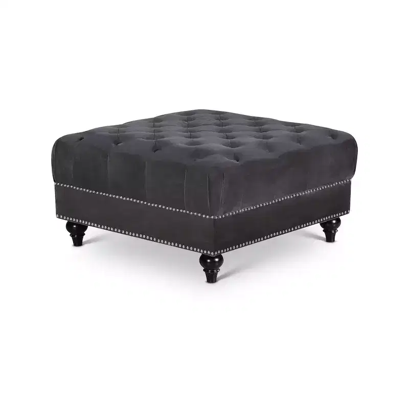Meridian Furniture,Sabrina Grey Velvet Ottoman