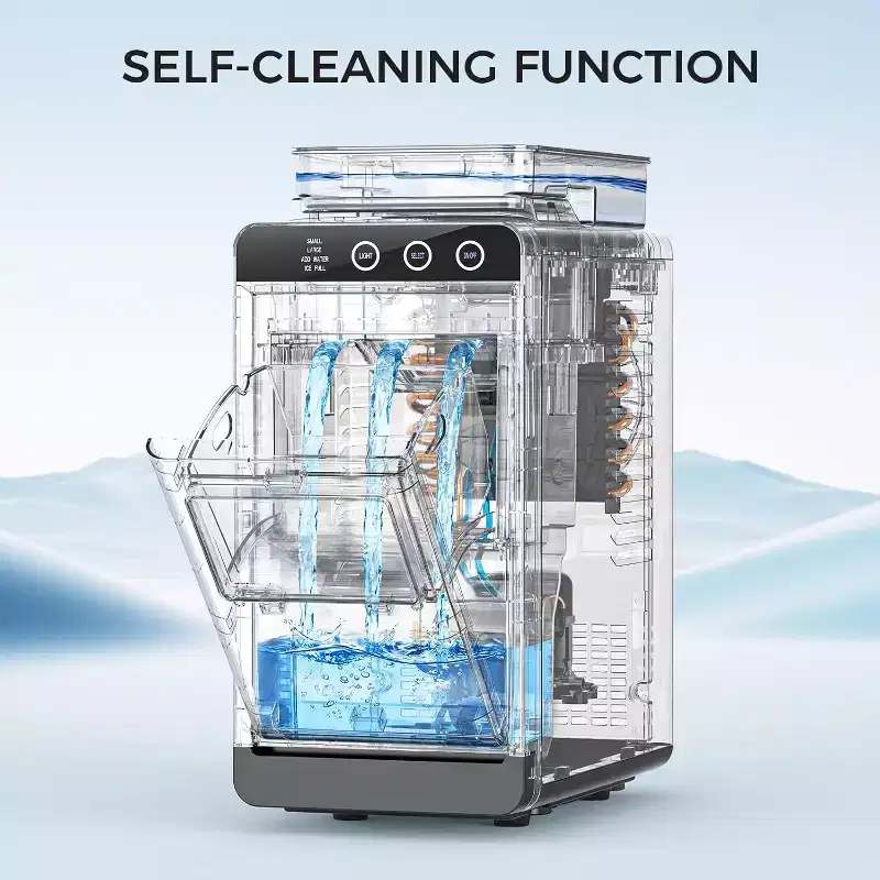 ZAFRO Ice Maker Countertop, Portable Ice Machine with External Water Tank, 8 Cubes in 6 Mins, 26 lbs/24Hrs, Self-Cleaning