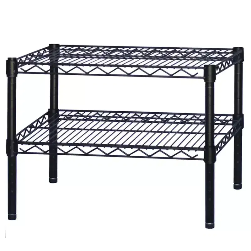 12d x 14h Black Wire Shelving w/ 2 Shelves