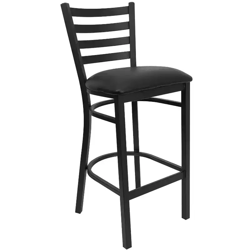 Emma and Oliver Ladder Back Black Metal Restaurant Dining Barstool