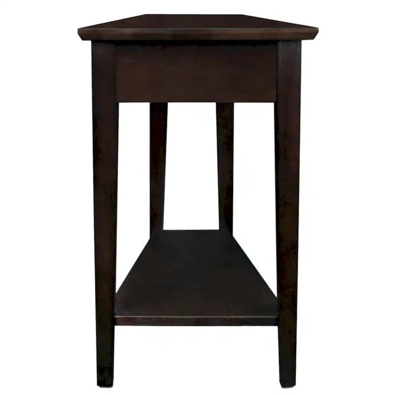 Teegan Solid Wood Recliner Wedge End Side Table with Shelf