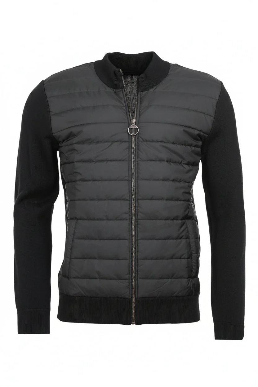 Mens Baffle Zip Sweater - Black