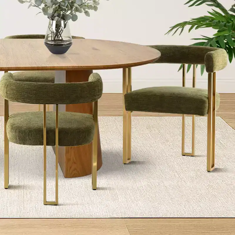 47-83 Extendable Dining Table Set for 6, Natural Wood-Tone Table and 6 Upholstered Chenille Dining Chairs with Metal Legs-Panipeachy
