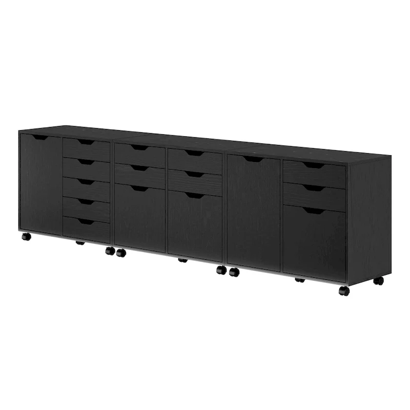 Cabinet with File Drawer, Black