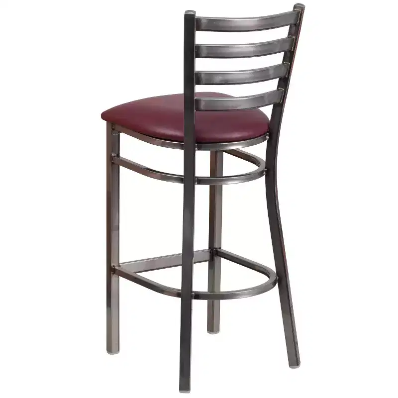 2 Pack Clear Coated Ladder Back Metal Restaurant Barstool