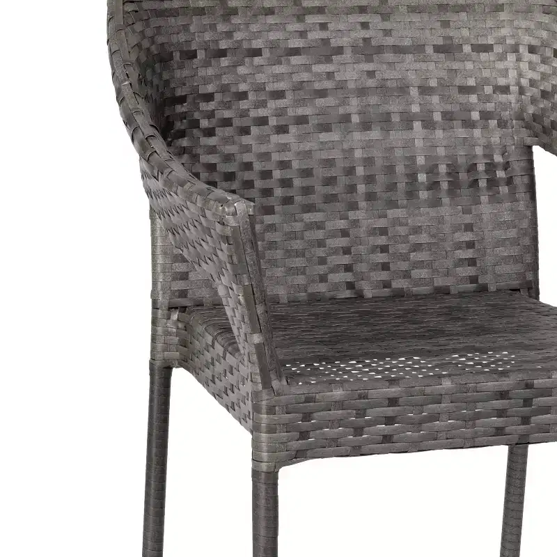 Flash Furniture Ethan Commercial Grade Stacking Patio Chair, All Weather PE Rattan Wicker Patio Dining Chair