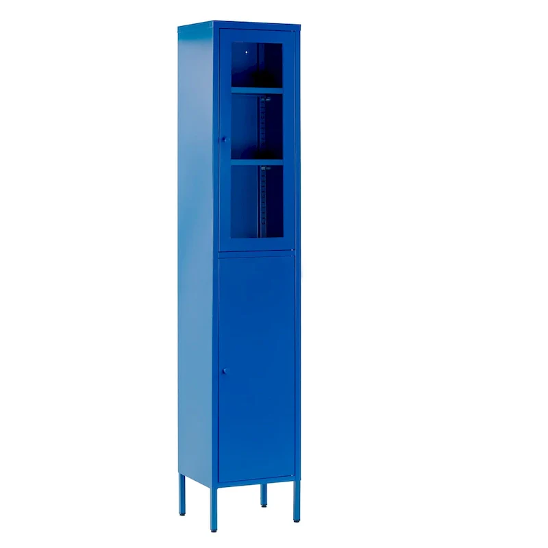 Blue Steel Finish 2-Door Metal Storage Cabinet, 71