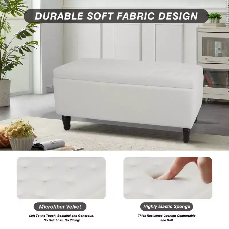 47 Tufted Velvet Storage Ottoman Bench