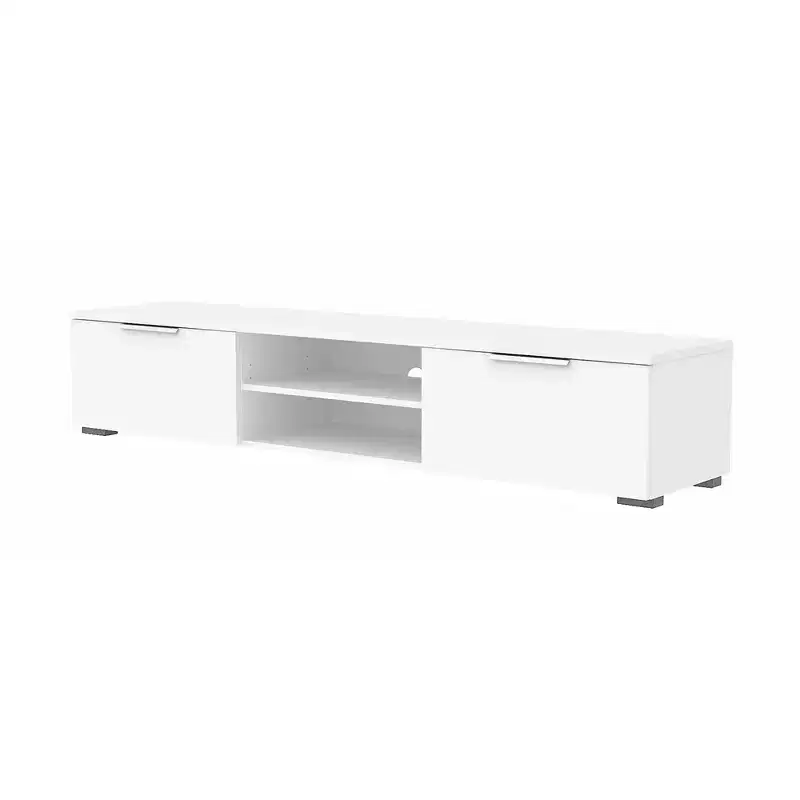 2-Drawer 2-Shelf TV Stand, White High Gloss