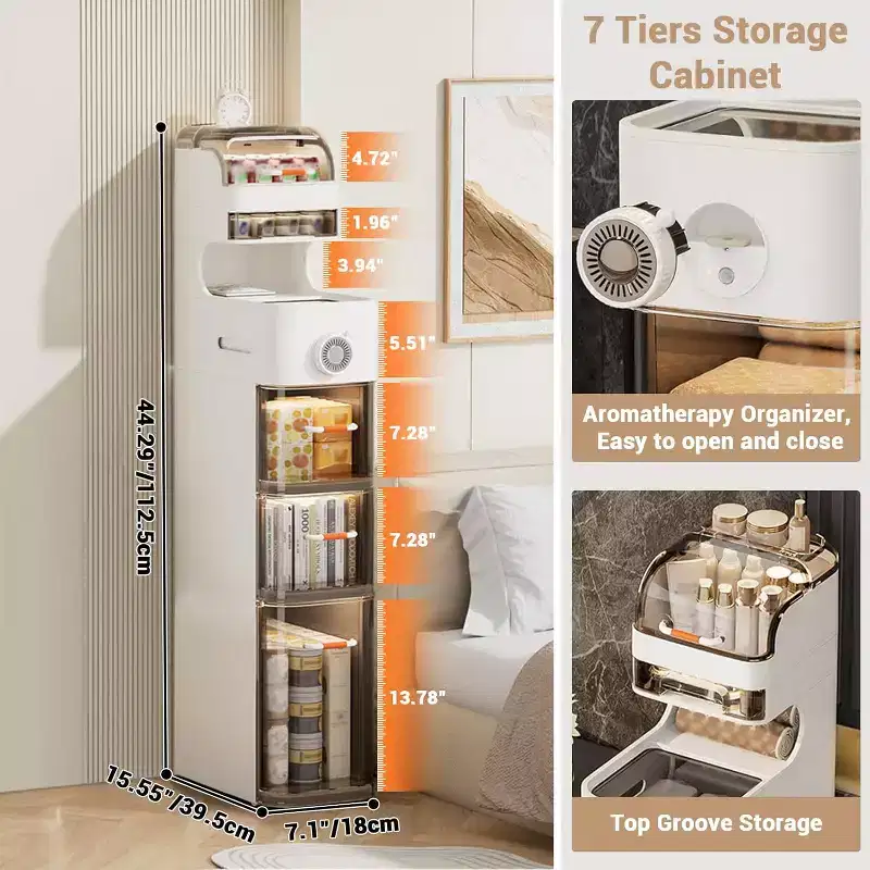 Ultra-Slim Bathroom Storage Cabinet - Narrow Wheeled Organizer for Laundry/Kitchen/Office, Ready-to-Use