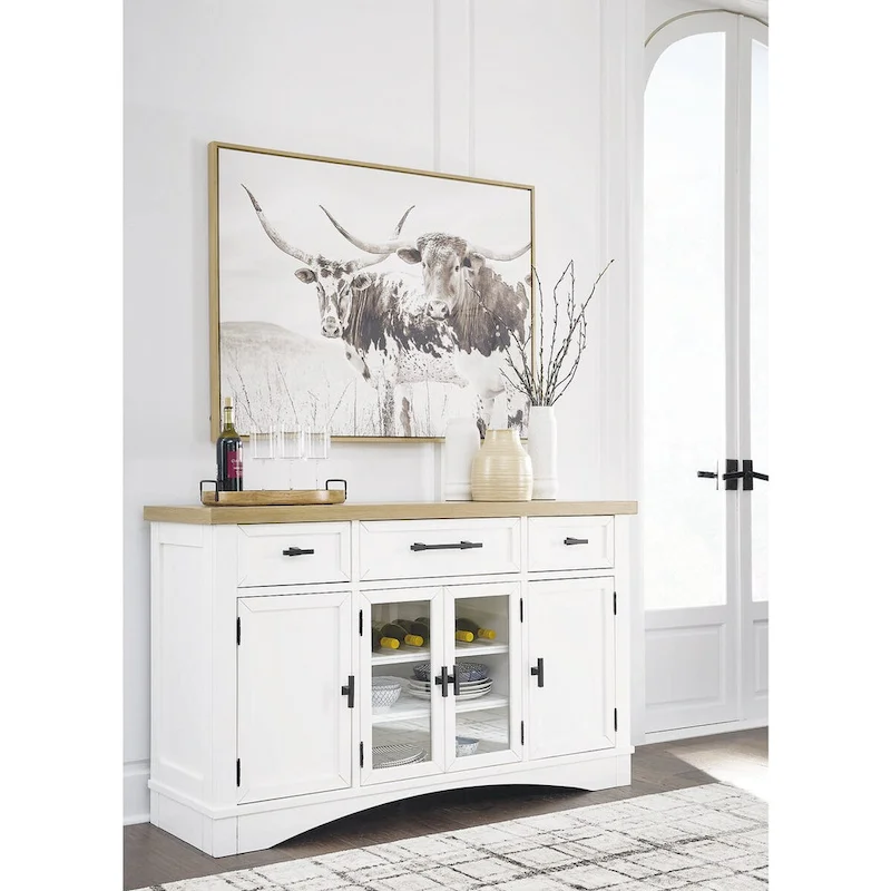 White/Natural Dining Server - 60 W x 19 D x 37 H