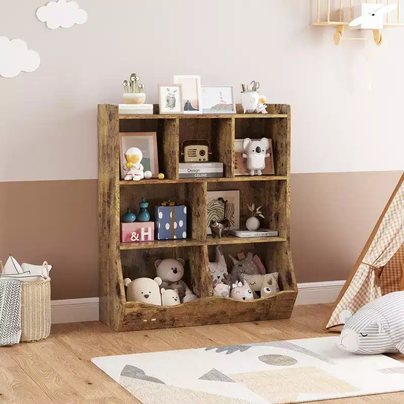 COZONY 42.5 3 Tier Toy Storage Organizer with Bookshelf, 5-Cubby Toy Storage for Playroom, Bedroom, Nursery, Living Room & School