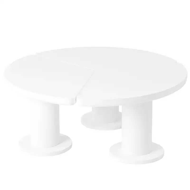 CLIHOME Round Petal-Shaped Coffee Table, Cream Style Center Table with 3 Thick Legs, Minimalist Irregular End Table with Sleek Round Edges