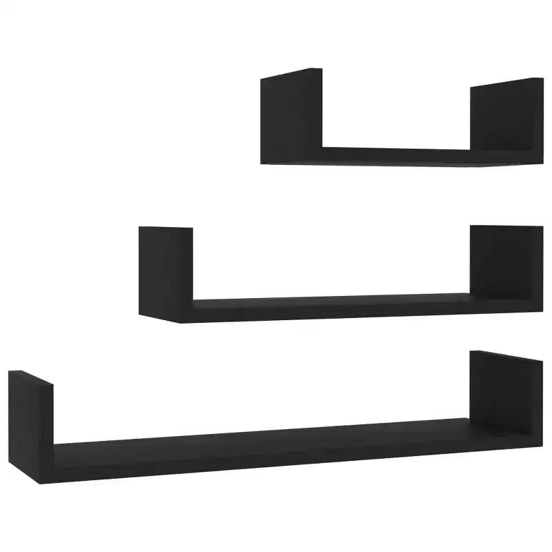 Shelf Black Engineered wood Large Wall-mounted