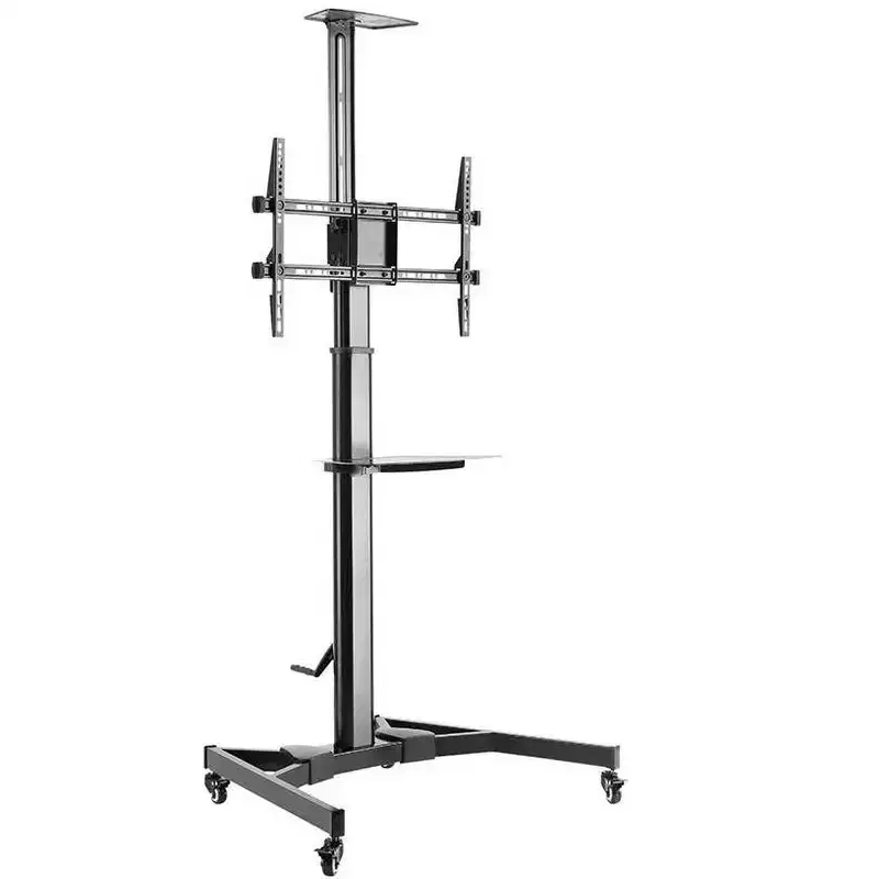 Premium Height adjustable TV Display Cart for 37 to 70 Displays max 110 lbs with Portrait-to-Landscape Rotation, Hand Crank Height