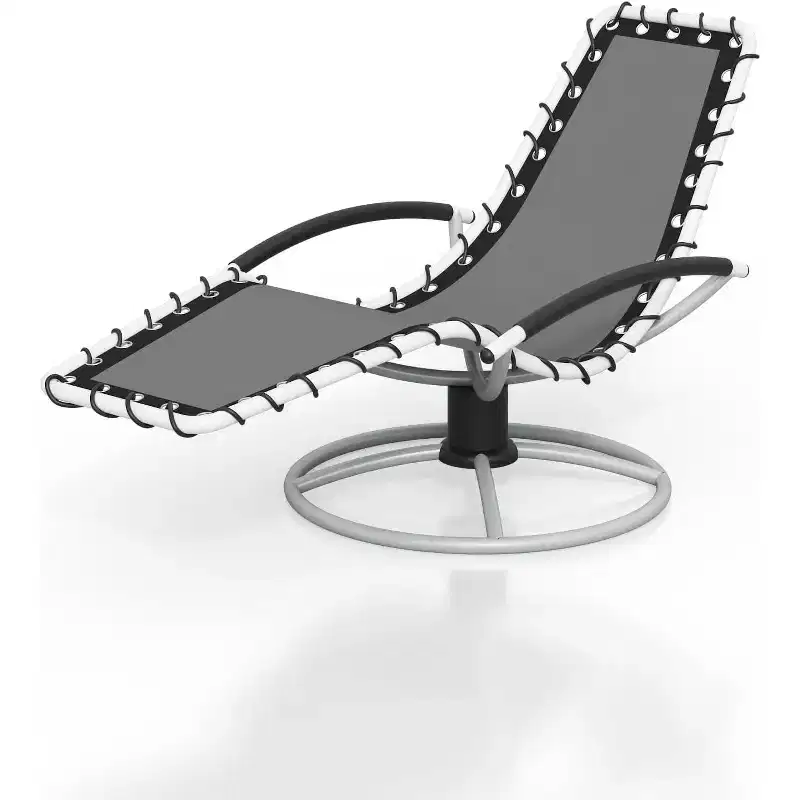 Patio Chaise Lounge - 360Rotating Basic, Tanning Chairs with Arm for All Weather, Poolside, Balcony,Backyard