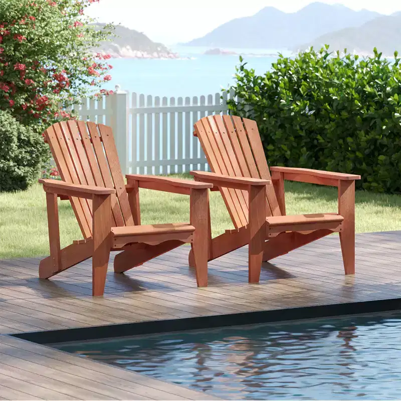 Costway 4PCS Solid Wood Garden Chair w/ High Backrest Wide Armrests & Contoured Seat