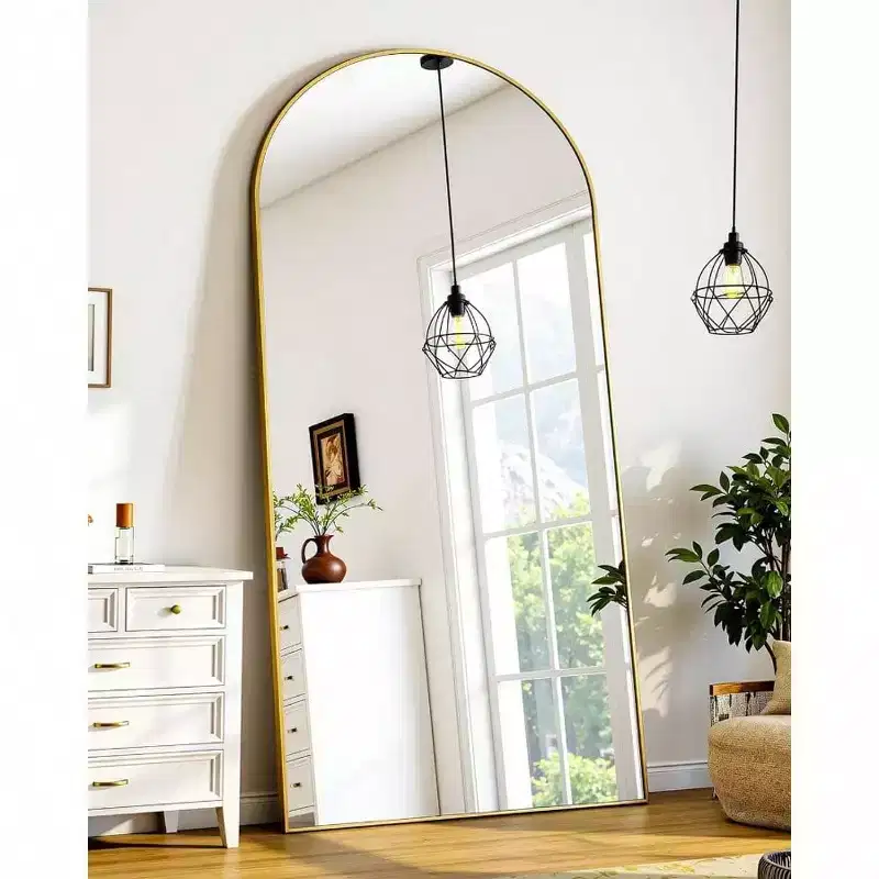 Full Length Mirror 58 inchx21 inch Floor Standing Mirror Freestanding Full Body Mirror with Stand Gold Arched Style