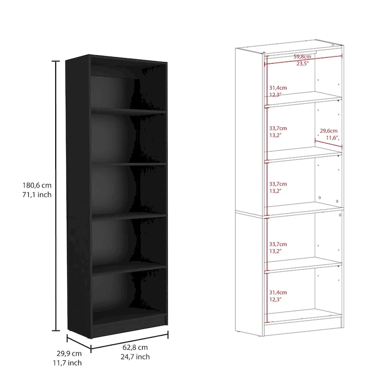 74 Wide 5-Shelf Option B Bookcase Set of 3