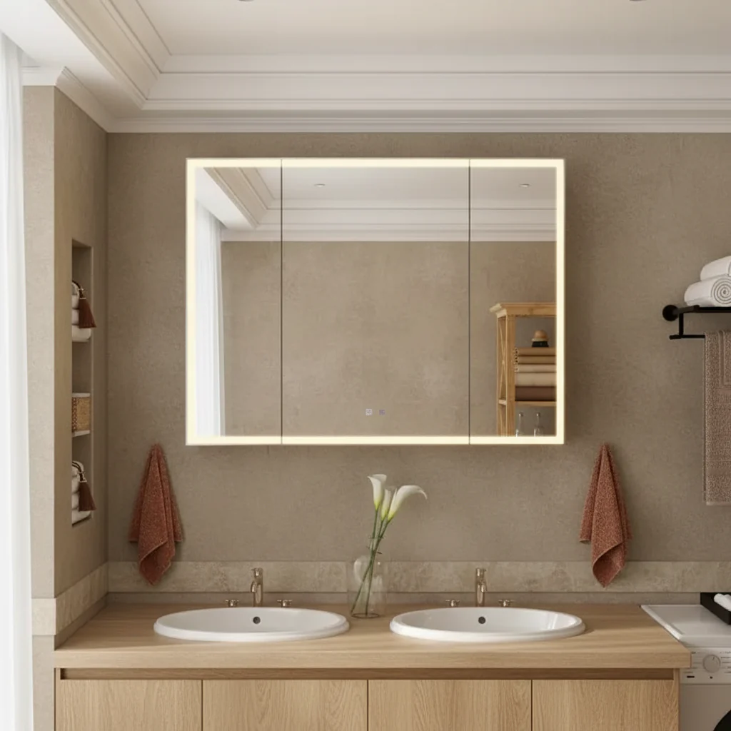 LED Lighted Medicine Cabinet: Defogging Function, Ample StorageAdjustable Lighting Elevate Bathroom Style