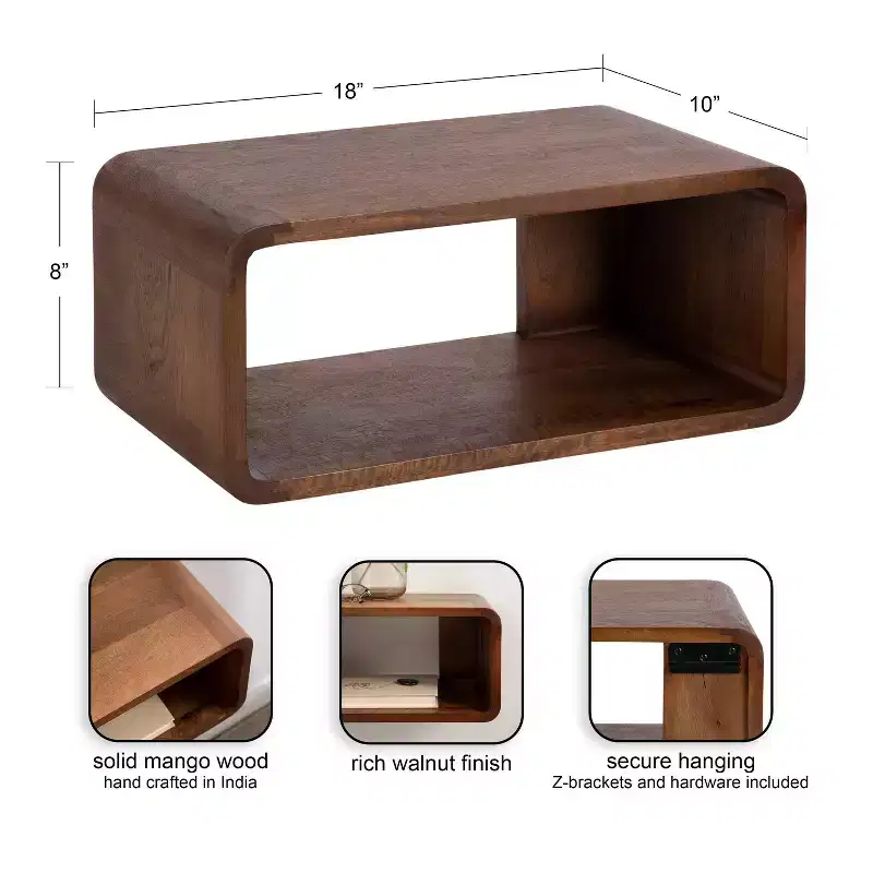 Kate & Laurel All Things Decor 18"x10"x8" Deguara Floating Shelf Walnut Brown