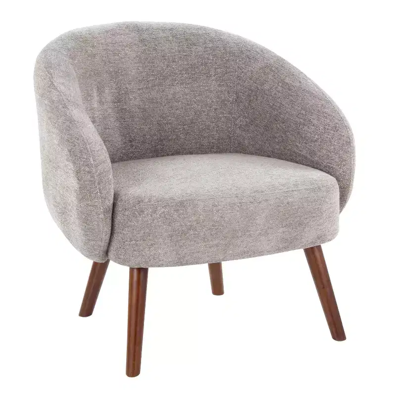 LumiSource Ashland Lounge Fabric Accent Chair Walnut Wood/Gray