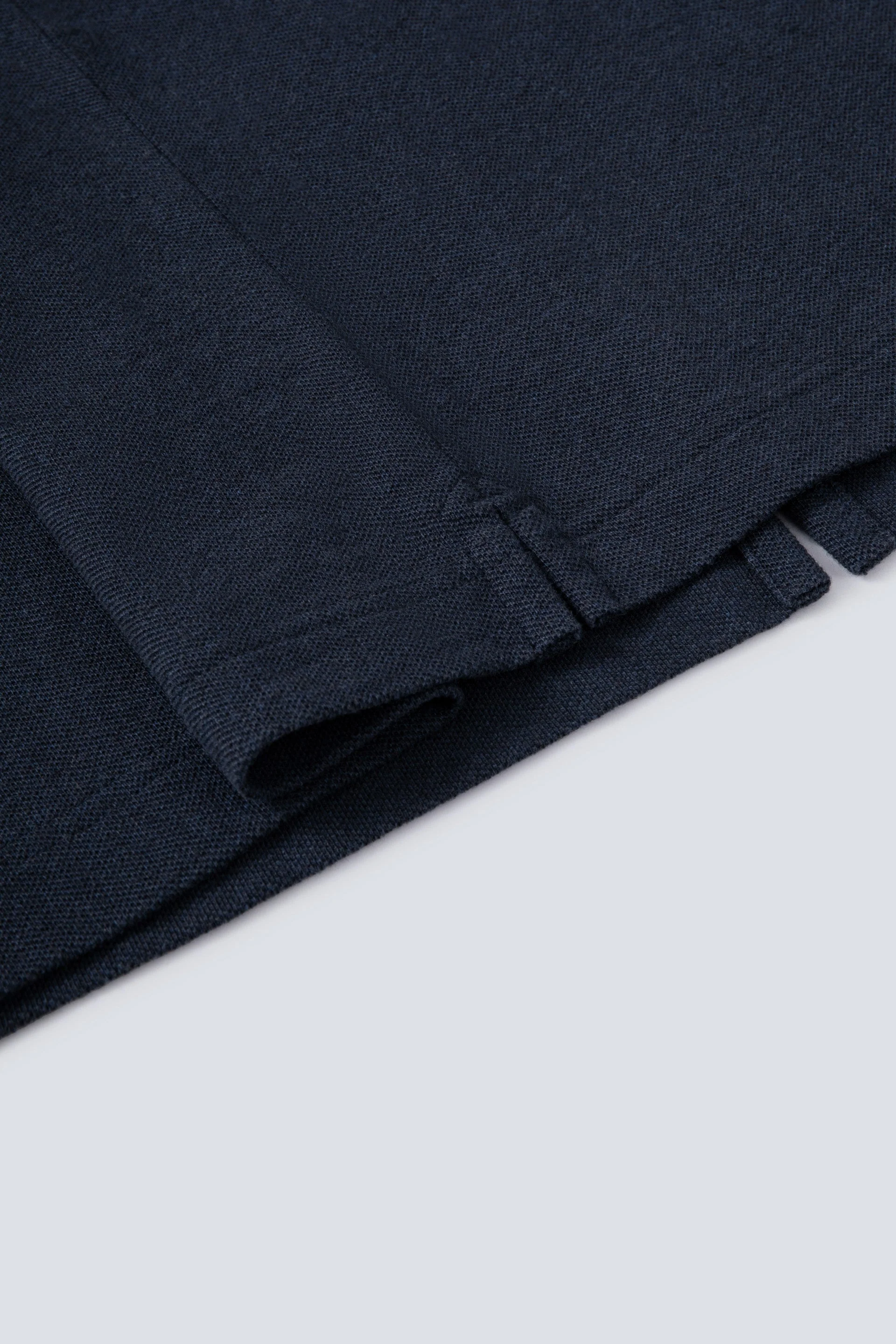 Cotton-Hemp Camp Collar Polo – Navy
