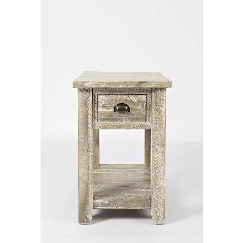 Jofran,Artisan's Craft Rustic Farmhouse Distressed Solid Wood Side Table- Gray Color